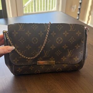 Louis Vuitton Dark Brown Monogram Shoulder Bag with Gold Chain